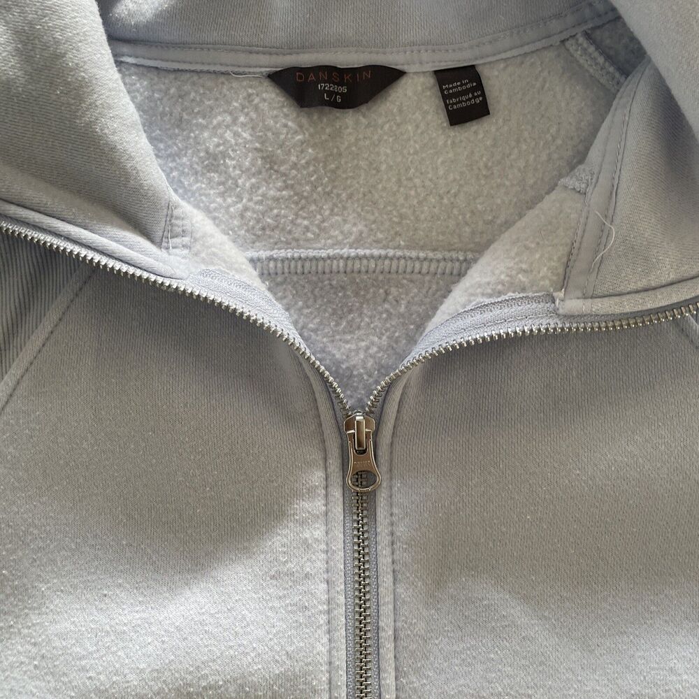 Danskin Mixed Rib Half Zip Jacket LARGE Women's Pullover Halogen Baby Blue - Picture 5 of 10